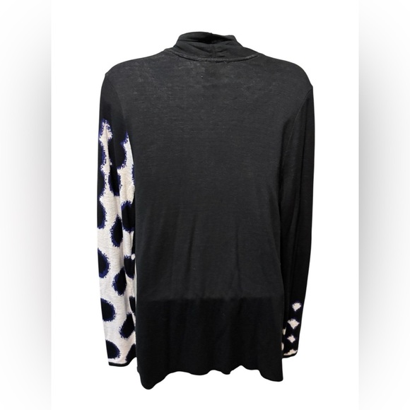 Soma Intimates Soft Body Wrap Open Long  Cardigan Sz M Black Purple White Spots - Picture 3 of 4